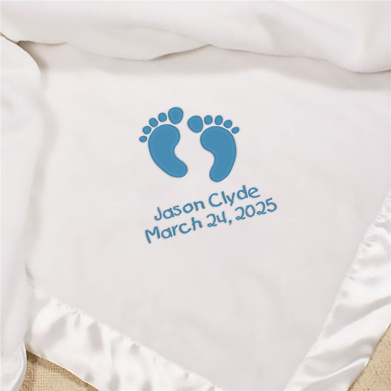 Embroidered Baby Boy Fleece Blanket - Personalized Baby Boy Throw - Soft Embroidered Infant Blanket - LED Gift Works