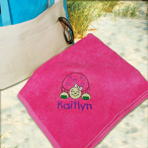 Turtle Embroidered Name Beach Towel - LED Gift Works