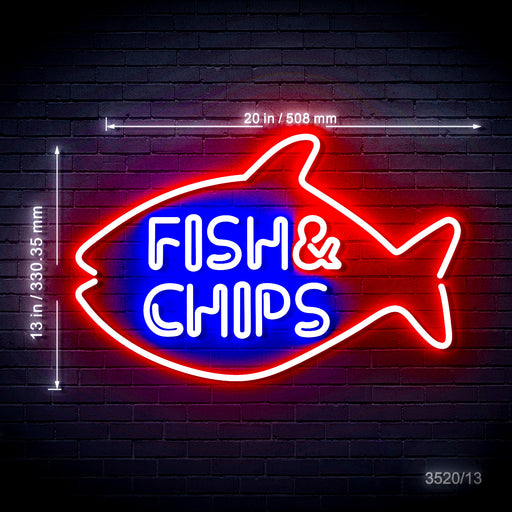 Seafood Fish & Chips Ultra-Bright LED Sign with Remote (Neon-Style, LED Technology) - LED Gift Works