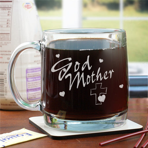 Engraved Godmother Glass Mug - Custom Mug for Godmother Gift - Way Up Gifts