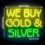 Pawn Shop We Buy Gold & Silver Ultra-Bright Neon-Style LED Business Window Sign with Remote - LED Gift Works