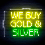 Pawn Shop We Buy Gold & Silver Ultra-Bright LED Sign with Remote (Neon-Style, LED Technology) - LED Gift Works
