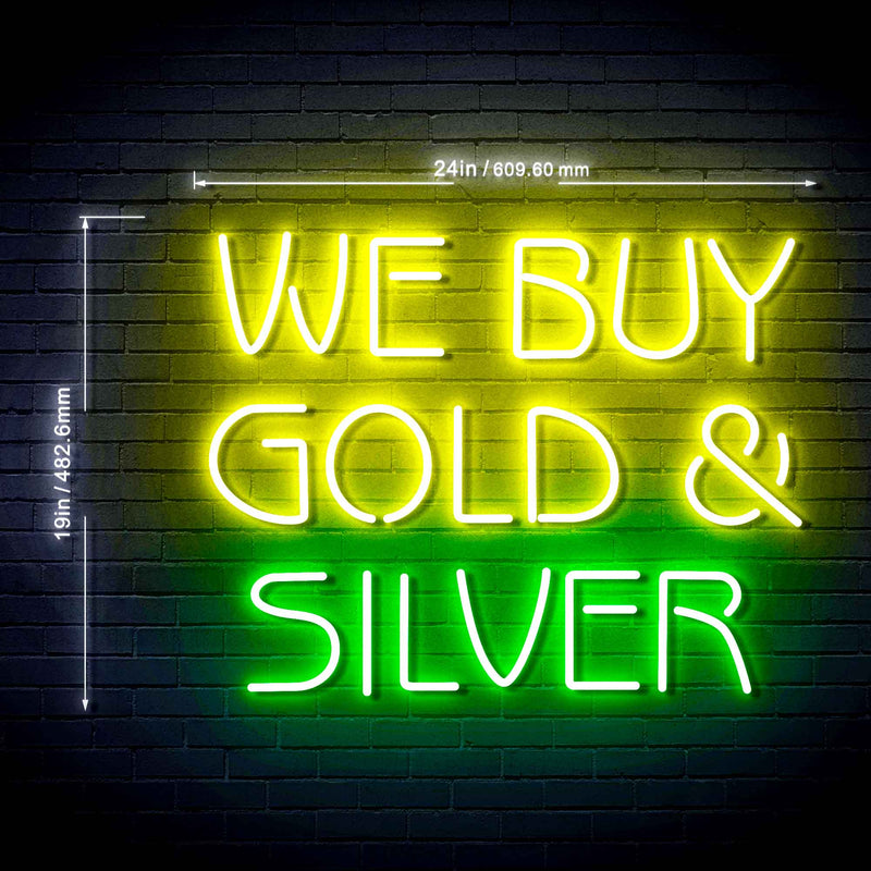 Pawn Shop We Buy Gold & Silver Ultra-Bright LED Sign with Remote (Neon-Style, LED Technology) - LED Gift Works