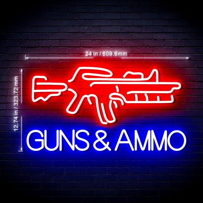 Guns Ammo Ultra-Bright LED Sign with Remote (Neon-Style, LED Technology) - Way Up Gifts