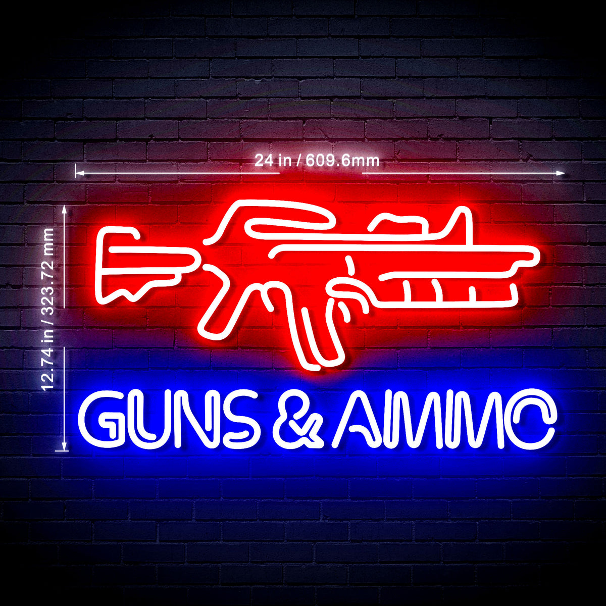 Guns Ammo Ultra-Bright LED Sign with Remote (Neon-Style, LED Technolog ...
