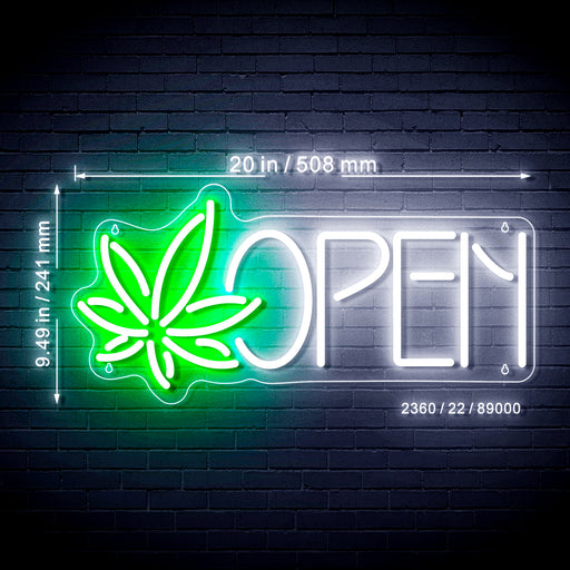 Open Hemp Leaf Marijuana Dispensary Ultra-Bright LED Sign with Remote (Neon-Style, LED Technology) - LED Gift Works