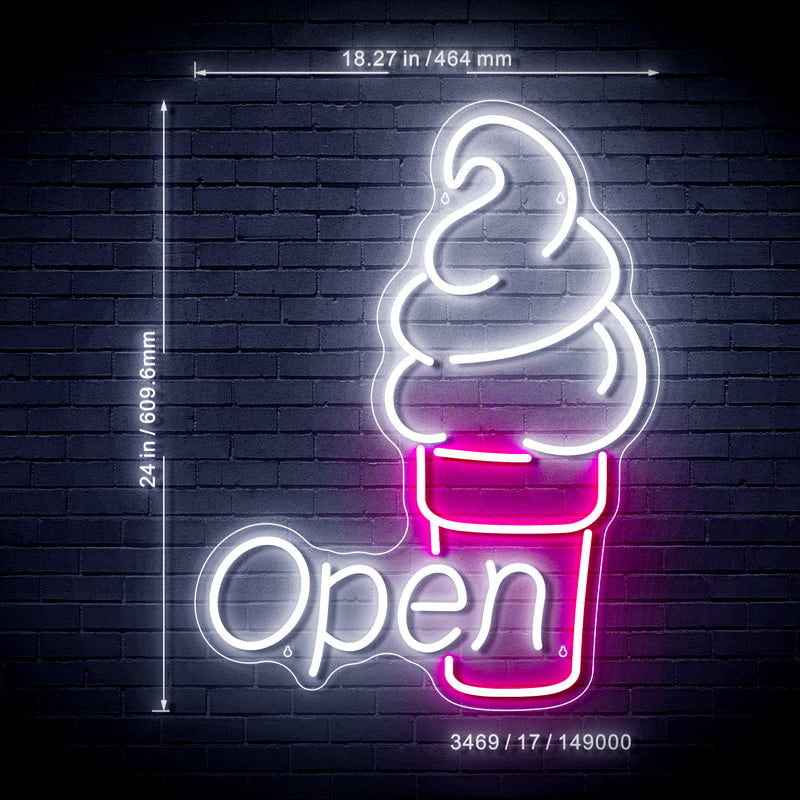 Ice Cream Open Ultra-Bright LED Sign with Remote (Neon-Style, LED Technology)