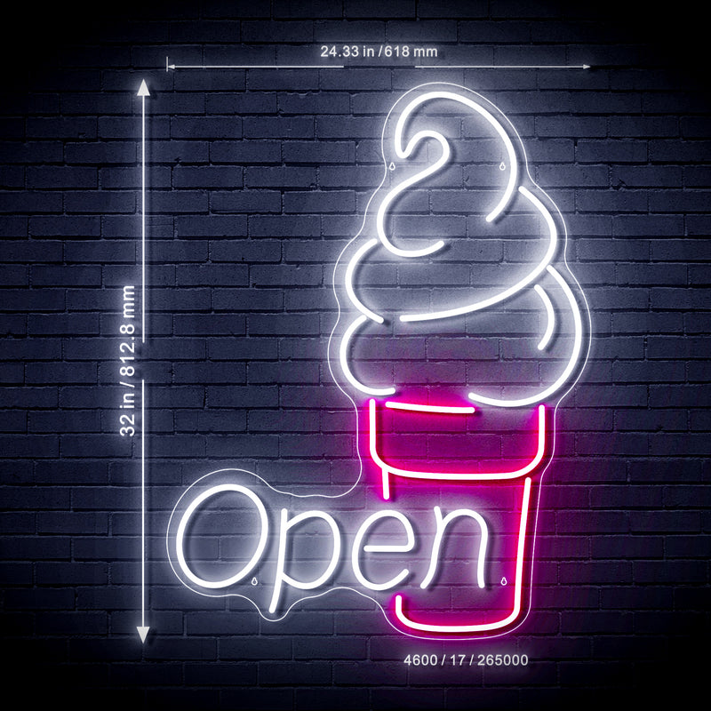 Ice Cream Open Ultra-Bright LED Sign with Remote (Neon-Style, LED Technology)