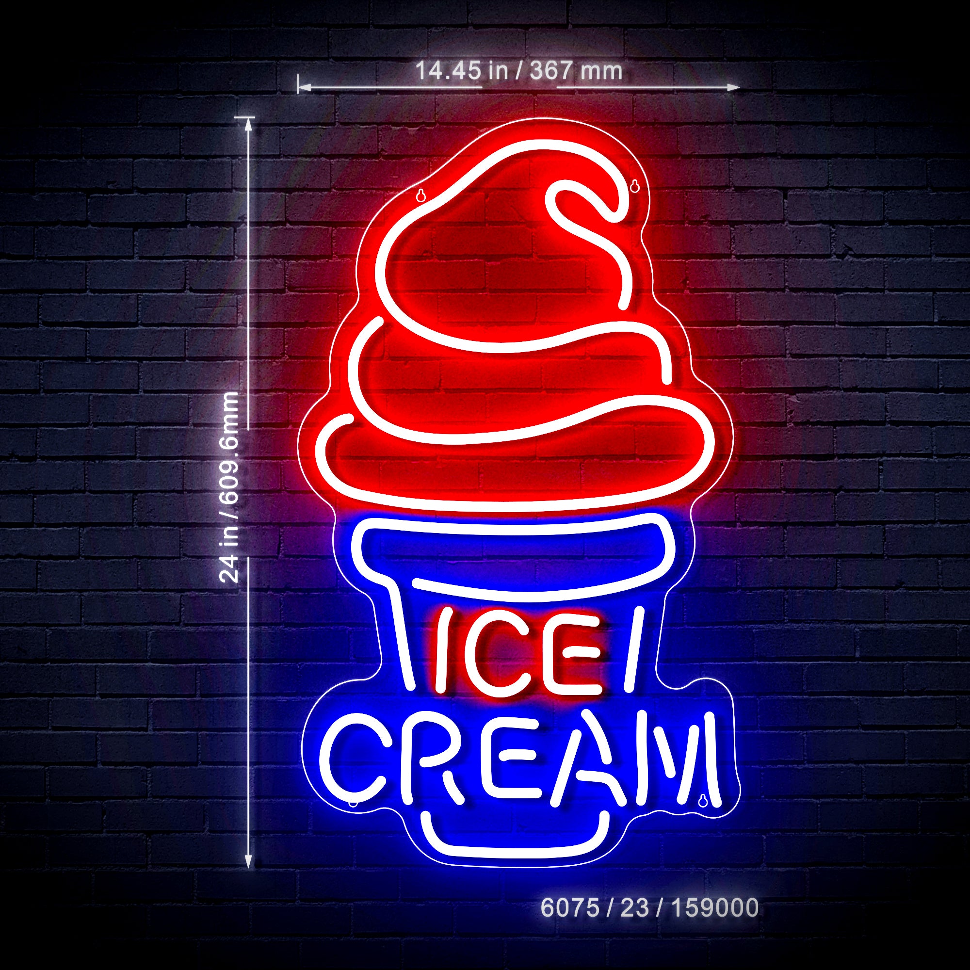 Ice Cream Cones Ultra-Bright LED Sign with Remote (Neon-Style, LED Tec ...