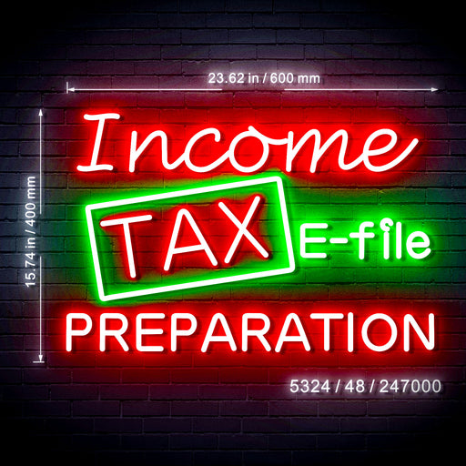 Income Tax Preparation E-File Ultra-Bright LED Sign with Remote (Neon-Style, LED Technology) - Way Up Gifts