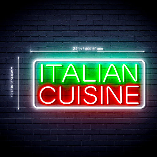 Italian Cuisine 3-Color Ultra-Bright LED Sign with Remote (Neon-Style, LED Technology) - LED Gift Works