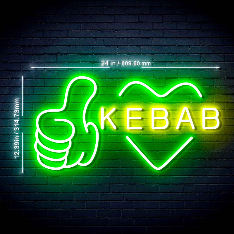Kebab Ultra-Bright LED Sign with Remote (Neon-Style, LED Technology) - LED Gift Works