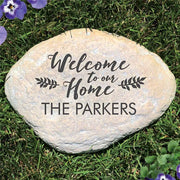 Welcome to Our Home Engraved Garden Stone - Realistic Resin Design with Hide a Key - LED Gift Works