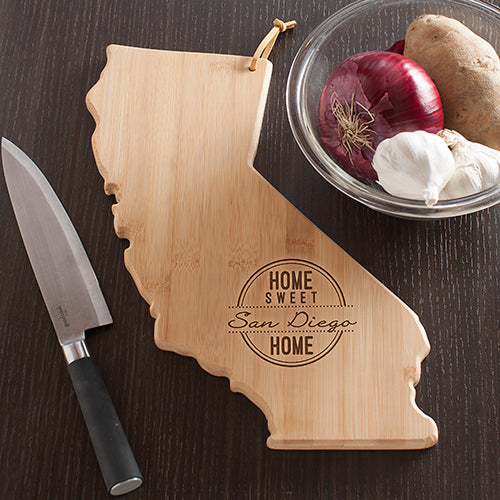 Personalized California State Cutting Board - Home Sweet Home Engraved Board - Way Up Gifts