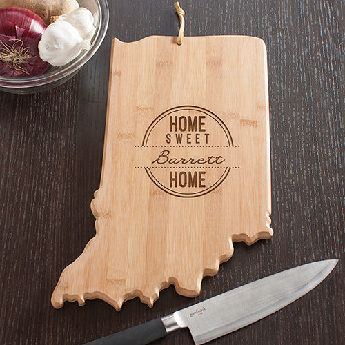 Indiana State Shaped Cutting Board - Personalized Kitchen Gift Idea - Way Up Gifts