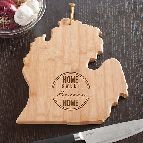 Michigan State Shaped Cutting Board - Personalized Engraved Kitchen Gift - Way Up Gifts