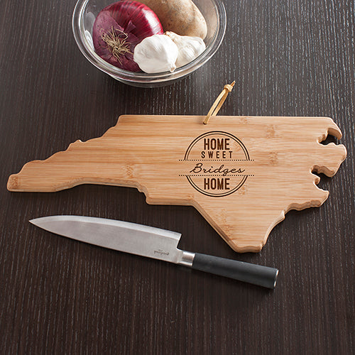 Personalized North Carolina State Cutting Board - Home Sweet Home Gift - LED Gift Works