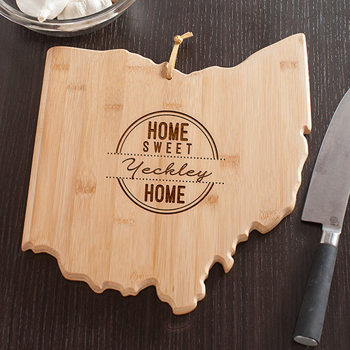 Ohio State Cutting Board - Engraved State Shaped Kitchen Cutting Board - LED Gift Works