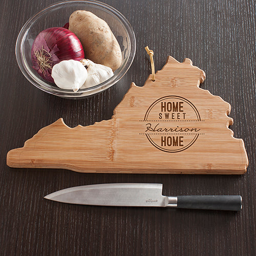 Personalized Virginia State Cutting Board - Home Sweet Home Engraved Gift - LED Gift Works