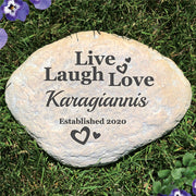 Live Laugh Love Decorative Garden Stone - Realistic Resin Design with Hide a Key - LED Gift Works