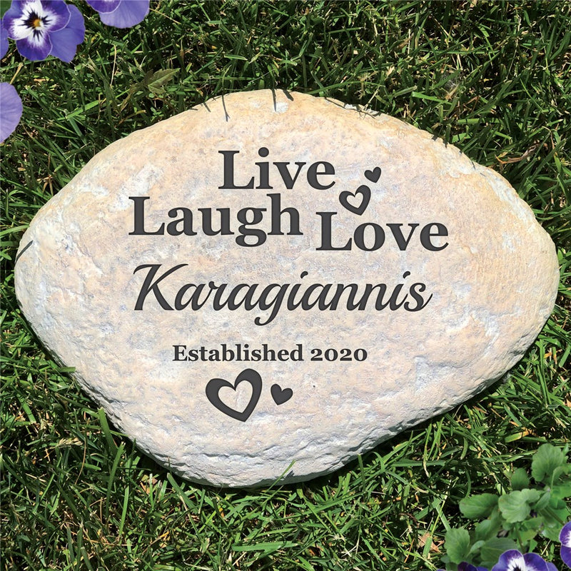 Live Laugh Love Decorative Garden Stone - Realistic Resin Design with Hide a Key - LED Gift Works