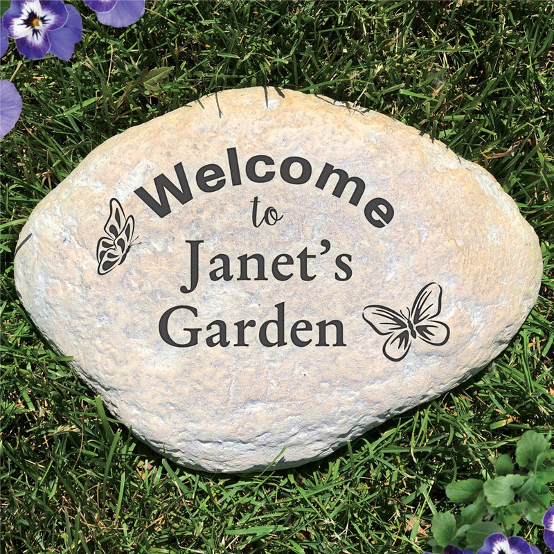 Butterfly Design Personalized Garden Stone - Realistic Resin Design with Hide a Key - LED Gift Works