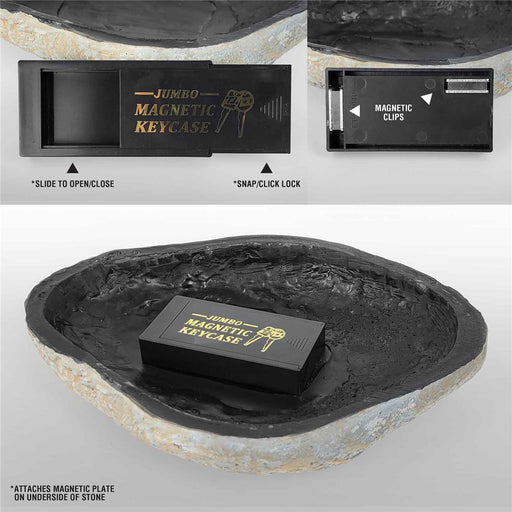 Woodland Theme Engraved Garden Stone - Realistic Resin Design with Hide a Key - LED Gift Works