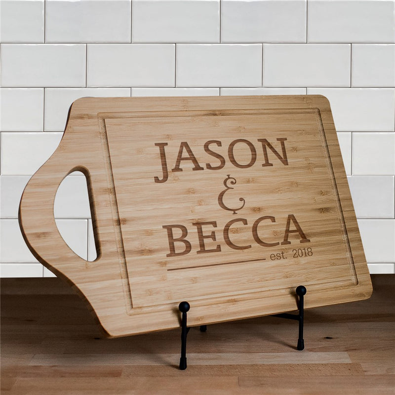 Engraved Bride & Groom Cutting Board - Wedding Gift for Couples - LED Gift Works