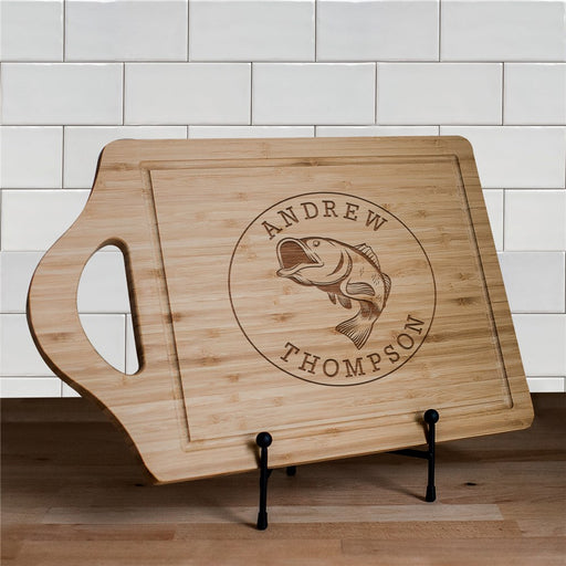 Engraved Fish Cutting Board - Custom Engraved Fishing Kitchen Gift - Way Up Gifts
