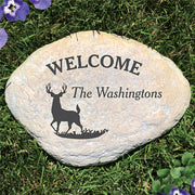 Deer Silhouette Personalized Garden Stone - Realistic Resin Design with Hide a Key - LED Gift Works
