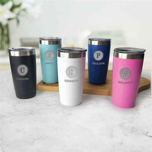 Custom Family Name Tumbler - Engraved with Initial and Last Name - Way Up Gifts