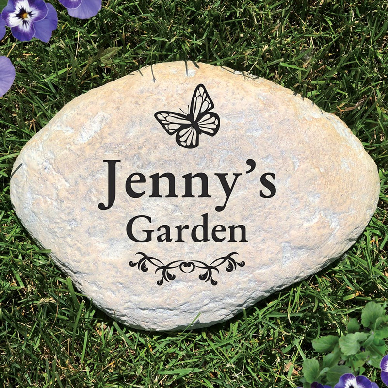 Butterfly Garden Large Decorative Stone - Realistic Resin Design with Hide a Key - LED Gift Works