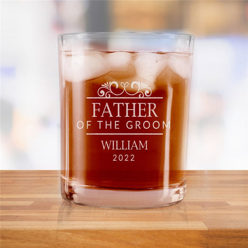 Flourish Design Rocks Glass - Engraved Wedding Party Gift - LED Gift Works