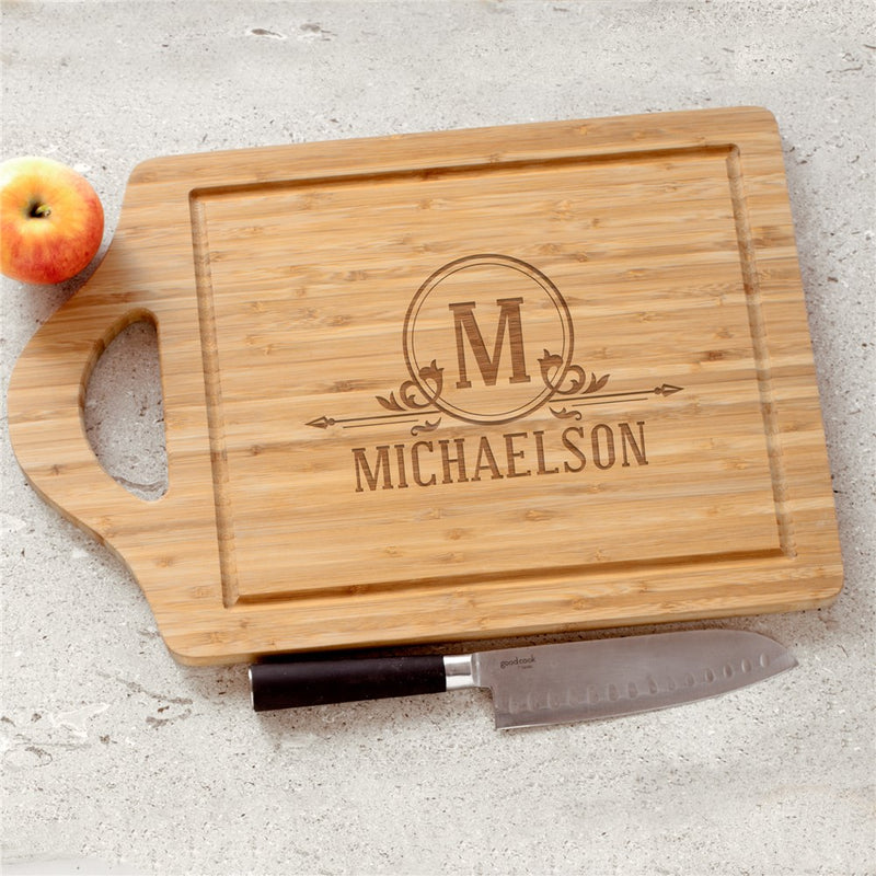 Engraved Name & Initial Cutting Board - Large Custom Engraved Board - LED Gift Works