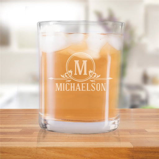 Engraved Name And Initial Rocks Glass - LED Gift Works