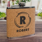 Personalized Cork Flask for Groomsmen - Circular Lines Design - LED Gift Works