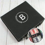 Custom Poker Set for Groomsmen - Engraved Circle Name Design - LED Gift Works