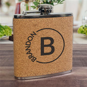 Custom Engraved Cork Flask - Groomsmen Gift with Circle Name Design - LED Gift Works