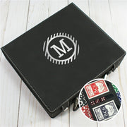 Engraved Poker Set - Groomsmen Gift with Striped Circle Design - LED Gift Works