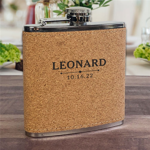 Engraved Name & Date Cork Flask - LED Gift Works