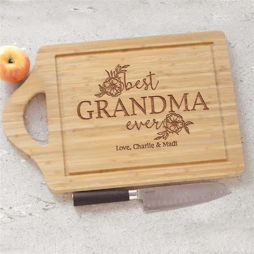 Engraved Best Grandma Ever Cutting Board - Personalized Kitchen Gift - Way Up Gifts
