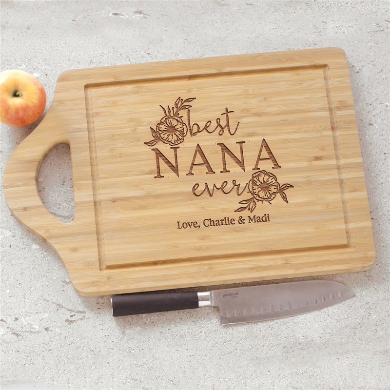 Engraved Best Nana Ever Cutting Board - Custom Gift for Grandmother - LED Gift Works