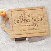 Engraved Best Ever With Flowers Cutting Board - Custom Gift for Her - LED Gift Works
