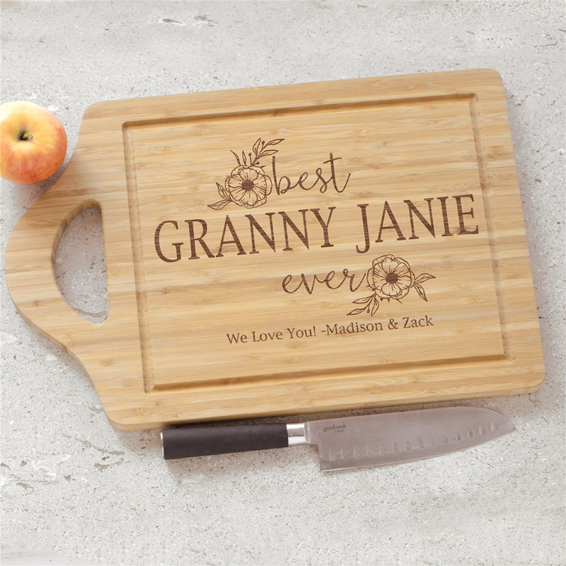 Engraved Best Ever With Flowers Cutting Board - Custom Gift for Her - LED Gift Works