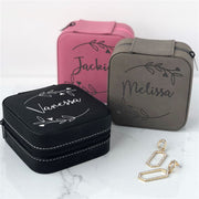 Personalized Jewelry Box - Leafy Floral Wreath Travel Gift for Bridesmaids - LED Gift Works