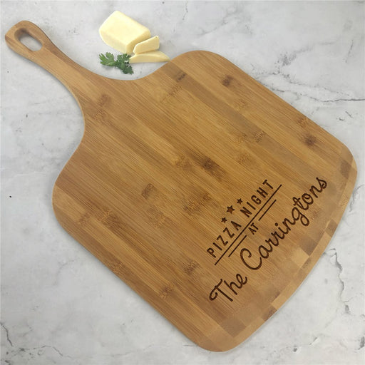 Engraved Pizza Night Bamboo Pizza Board – Personalized Pizza Serving Board for Family Dinner or Parties - Way Up Gifts