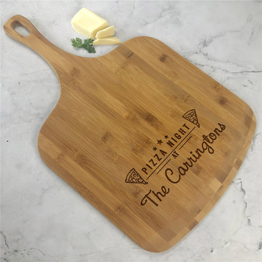 Engraved Pizza Night Bamboo Pizza Board – Personalized with Pizza Slices Design for Family Pizza Lovers - Way Up Gifts