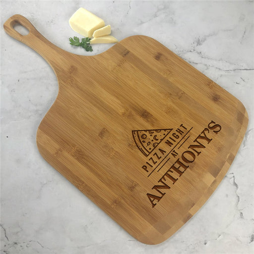 Engraved Pizza Night Bamboo Pizza Board – Personalized with Pizza Slice Design for Family Pizza Parties - Way Up Gifts