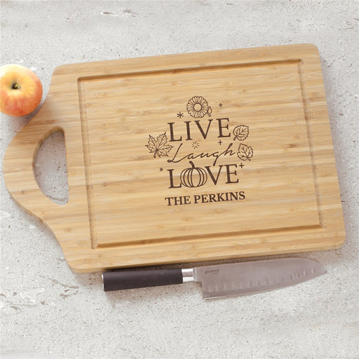 Engraved Live Laugh Love Pumpkin Cutting Board - Fall Kitchen Decor - Way Up Gifts