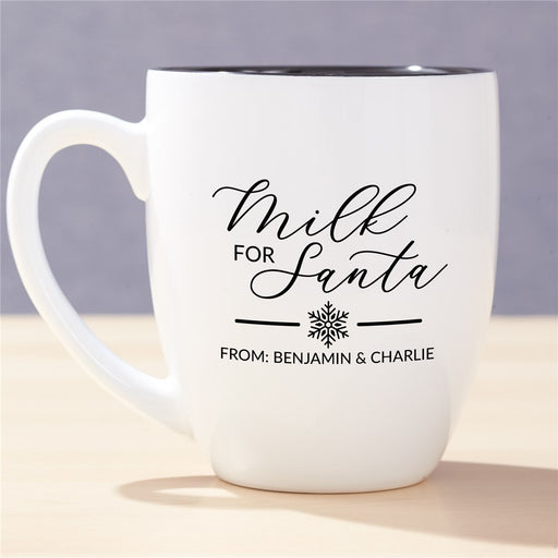Engraved Milk for Santa Script White Bistro Mug - Holiday Santa Milk Mug - Way Up Gifts